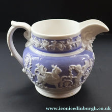 Load image into Gallery viewer, 1820s Rare Small Ridgway Griffin / Roman Mask Head Jug. Lilac Ground with White Sprigware Decoration - British Ceramics
