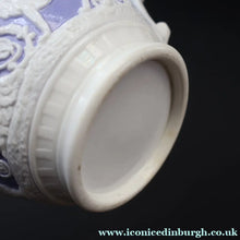 Load image into Gallery viewer, 1820s Rare Small Ridgway Griffin / Roman Mask Head Jug. Lilac Ground with White Sprigware Decoration - British Ceramics
