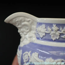 Load image into Gallery viewer, 1820s Rare Small Ridgway Griffin / Roman Mask Head Jug. Lilac Ground with White Sprigware Decoration - British Ceramics
