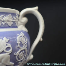 Load image into Gallery viewer, 1820s Rare Small Ridgway Griffin / Roman Mask Head Jug. Lilac Ground with White Sprigware Decoration - British Ceramics
