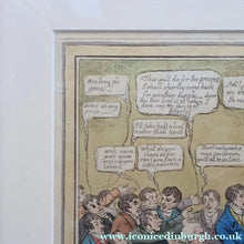 Load image into Gallery viewer, GEORGIAN PRINT. Satirical Print. Loaves and Fishes. Published 1827. Hand Coloured Etching. FRAMED
