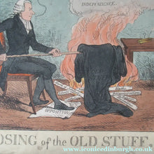 Load image into Gallery viewer, 1827 Georgian Satirical Print John Phillips Disposing of the Old Stuff. Lord Brougham
