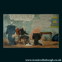 Load image into Gallery viewer, 1827 Antique Satirical Print: John Phillips Hand-Coloured Etching DISPOSING OF THE OLD STUFF
