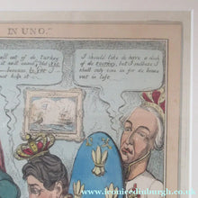 Load image into Gallery viewer, Antique GEORGIAN Satirical Print: The Allied Gourmands Taking a Luncheon; or the Turkey in Danger (1828) - British
