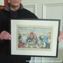 Load image into Gallery viewer, Antique GEORGIAN Satirical Print: The Allied Gourmands Taking a Luncheon; or the Turkey in Danger (1828) - British
