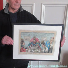 Load image into Gallery viewer, Antique GEORGIAN Satirical Print: The Allied Gourmands Taking a Luncheon; or the Turkey in Danger (1828) - British
