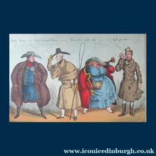 Load image into Gallery viewer, Framed. William Heath ORIGINAL Georgian Satirical Print entitled: A Quartette in Character. King George IV Etc.
