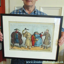 Load image into Gallery viewer, Framed. William Heath ORIGINAL Georgian Satirical Print entitled: A Quartette in Character. King George IV Etc.
