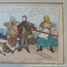 Load image into Gallery viewer, Georgian Satirical PRINT. Irish History Subject. Paddy Arthur's Night Charge 1829
