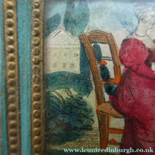 Load image into Gallery viewer, 1830s Continental Trinket Box; with quirky painting on the lid &amp; antique mirror inside
