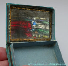 Load image into Gallery viewer, 1830s Continental Trinket Box; with quirky painting on the lid &amp; antique mirror inside
