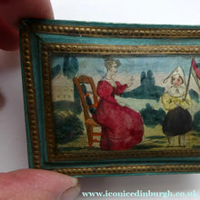 Load image into Gallery viewer, 1830s Continental Trinket Box; with quirky painting on the lid &amp; antique mirror inside
