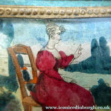Load image into Gallery viewer, 1830s Continental Trinket Box; with quirky painting on the lid &amp; antique mirror inside
