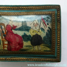 Load image into Gallery viewer, 1830s Continental Trinket Box; with quirky painting on the lid &amp; antique mirror inside
