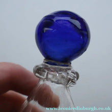 Load image into Gallery viewer, RARE GEORGIAN GLASS Bird Feeder with Bristol Blue Knop Finial; 1830s 

