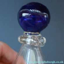 Load image into Gallery viewer, RARE GEORGIAN GLASS Bird Feeder with Bristol Blue Knop Finial; 1830s 
