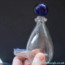 Load image into Gallery viewer, RARE GEORGIAN GLASS Bird Feeder with Bristol Blue Knop Finial; 1830s 
