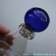 Load image into Gallery viewer, RARE GEORGIAN GLASS Bird Feeder with Bristol Blue Knop Finial; 1830s 
