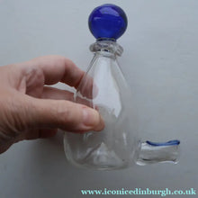 Load image into Gallery viewer, RARE GEORGIAN GLASS Bird Feeder with Bristol Blue Knop Finial; 1830s 

