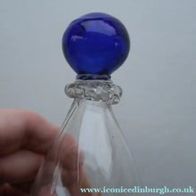 Load image into Gallery viewer, RARE GEORGIAN GLASS Bird Feeder with Bristol Blue Knop Finial; 1830s 
