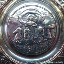 Load image into Gallery viewer, 1850s SILVER PLATE ELKINGTON Inkwell. Squat Circular Silver and Copper with Hinged Lid and Original Glass Liner.

