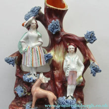 Load image into Gallery viewer, Miniature 1850s Staffords;hire Spill Vase with Two Figures and a Deer
