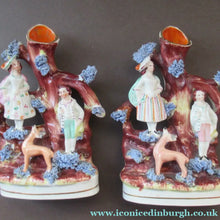 Load image into Gallery viewer, Miniature 1850s Staffords;hire Spill Vase with Two Figures and a Deer
