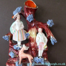 Load image into Gallery viewer, Miniature 1850s Staffords;hire Spill Vase with Two Figures and a Deer
