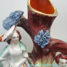 Load image into Gallery viewer, Miniature 1850s Staffords;hire Spill Vase with Two Figures and a Deer
