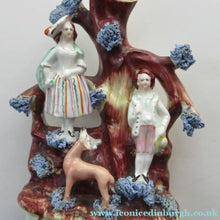 Load image into Gallery viewer, Miniature 1850s Staffords;hire Spill Vase with Two Figures and a Deer
