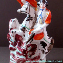 Load image into Gallery viewer, 1850s Staffordshire Figurine of the Emperor Napoleon Crossing the Alps
