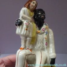 Load image into Gallery viewer, Victorian Staffordshire ANTIQUE Figurine of Uncle Tom and Little Eva  (c 1855). Literary Interest: Uncle Tom's Cabin
