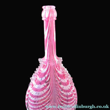 Load image into Gallery viewer, Antique Cranberry Nailsea Glass Bellows Flask Bottle
