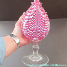 Load image into Gallery viewer, Antique Cranberry Nailsea Glass Bellows Flask Bottle
