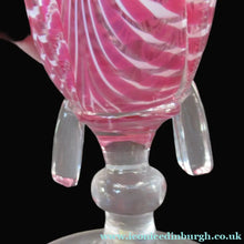 Load image into Gallery viewer, Antique Cranberry Nailsea Glass Bellows Flask Bottle
