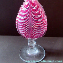 Load image into Gallery viewer, Antique Cranberry Nailsea Glass Bellows Flask Bottle
