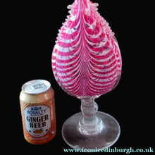 Load image into Gallery viewer, Antique Cranberry Nailsea Glass Bellows Flask Bottle
