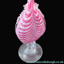 Load image into Gallery viewer, Antique Cranberry Nailsea Glass Bellows Flask Bottle
