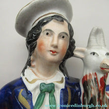 Load image into Gallery viewer, Large Matching Pair Staffordshire Figurines. Man and Woman at a Well with Goats. Antique 1860s
