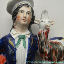 Load image into Gallery viewer, Large Matching Pair Staffordshire Figurines. Man and Woman at a Well with Goats. Antique 1860s
