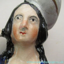Load image into Gallery viewer, Large Matching Pair Staffordshire Figurines. Man and Woman at a Well with Goats. Antique 1860s
