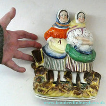 Load image into Gallery viewer, Antique Victorian Pottery Figurine of Two Scottish Newhaven Fishwives; c 1860
