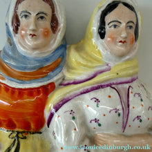 Load image into Gallery viewer, Antique Victorian Pottery Figurine of Two Scottish Newhaven Fishwives; c 1860
