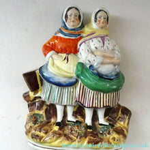 Load image into Gallery viewer, Antique Victorian Pottery Figurine of Two Scottish Newhaven Fishwives; c 1860
