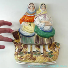Load image into Gallery viewer, Antique Victorian Pottery Figurine of Two Scottish Newhaven Fishwives; c 1860
