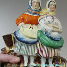 Load image into Gallery viewer, Antique Victorian Pottery Figurine of Two Scottish Newhaven Fishwives; c 1860
