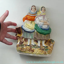 Load image into Gallery viewer, Antique Victorian Pottery Figurine of Two Scottish Newhaven Fishwives; c 1860
