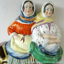Load image into Gallery viewer, Antique Victorian Pottery Figurine of Two Scottish Newhaven Fishwives; c 1860
