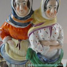 Load image into Gallery viewer, Antique Victorian Pottery Figurine of Two Scottish Newhaven Fishwives; c 1860
