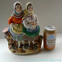 Load image into Gallery viewer, Antique Victorian Pottery Figurine of Two Scottish Newhaven Fishwives; c 1860
